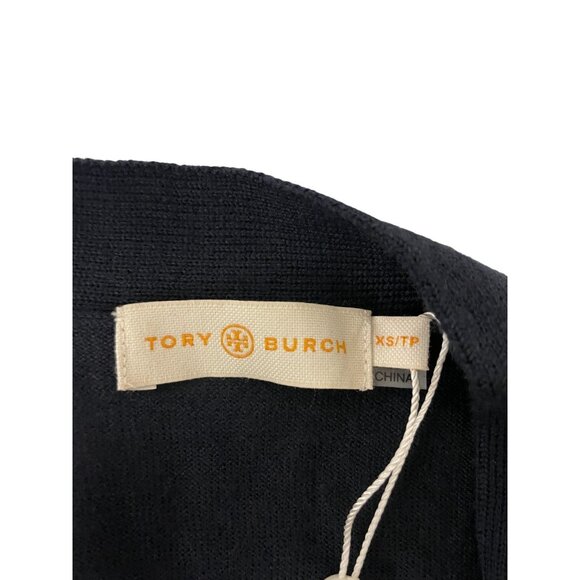 Tory Burch Womens Cardigan Sweater XS Navy Long Sleeve V Neck Wool NWT - Picture 4 of 9